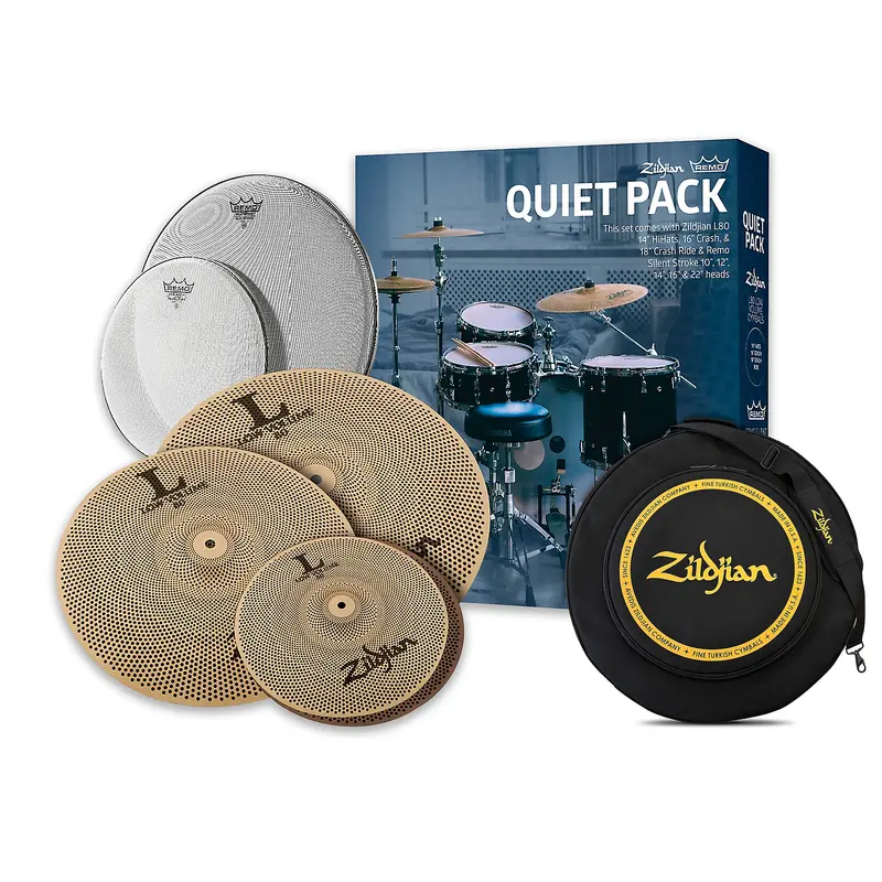 Zildjian LV468RH Low-Volume Cymbal Pack With Remo Silentstroke Heads and Free Bag