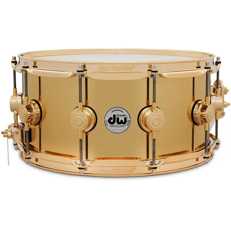 DW Collector's Series Polished Brass Snare with Gold Hardware