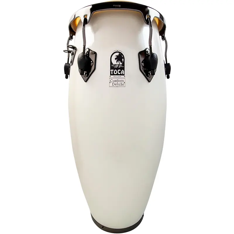 Toca Custom Deluxe Fiberglass Conga Margarita Blanca With Black Mirror Chrome Hardware