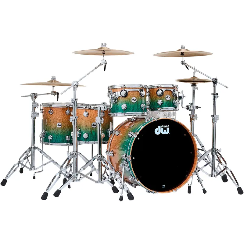 DW SSC Collectors Series 5-Piece Exotic Shell Pack With Chrome Hardware - Natural to Regal Blue Fade Over Moabi