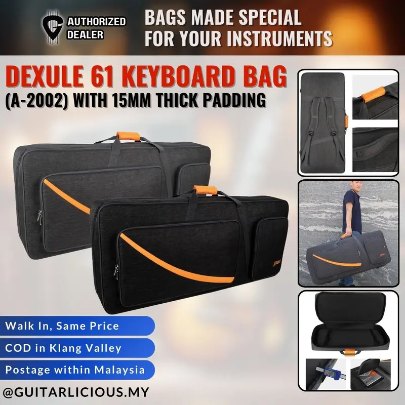 Dexlue 61 Keys Keyboard Bag (A-2002) with 15mm Thick Padding (105xm 45cm x 17cm)