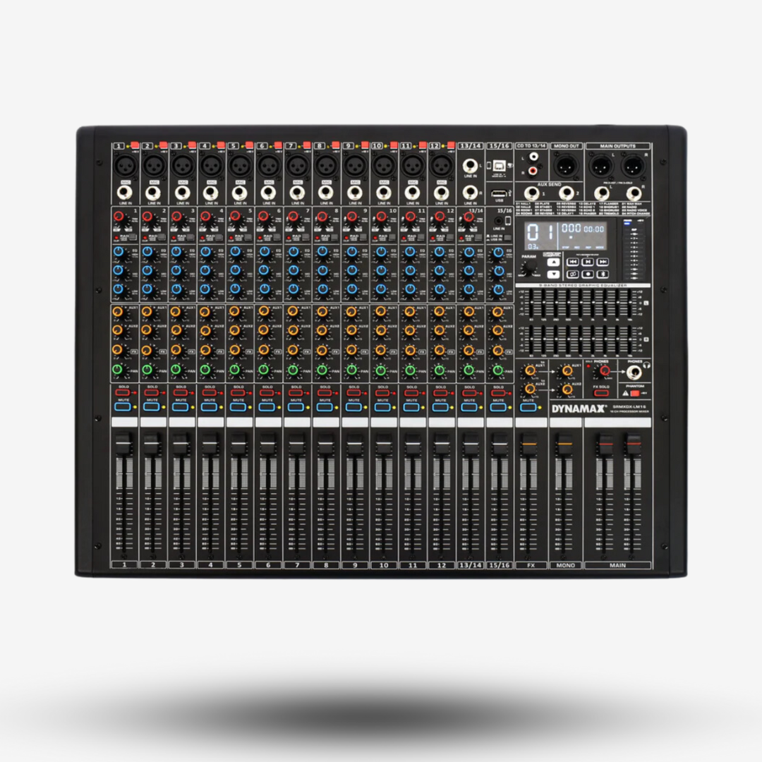 DYNAMAX LM16 16CH Mixer (12 mono + 2 Stereo)