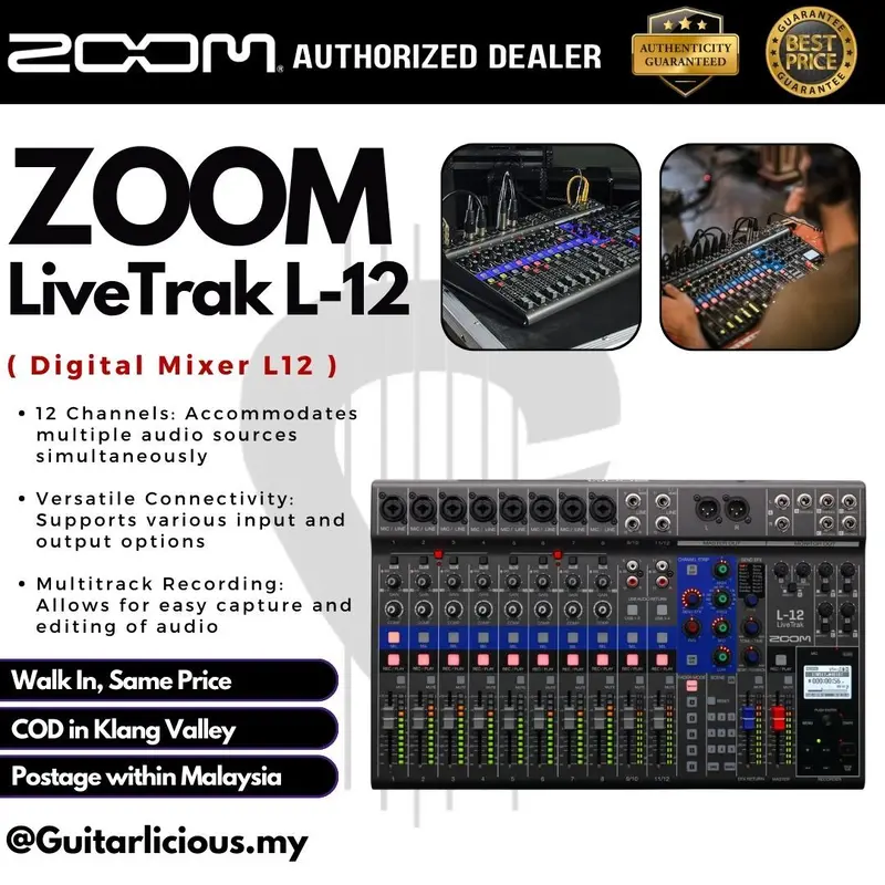 Zoom LiveTrak L-12  12 Channel Digital Mixer with Interface ( L12 / L 12 / LiveTrak-12 )