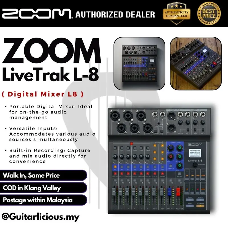 Zoom LiveTrak L-8  8 Channel Digital Mixer with Interface ( L8 / L 8 / LiveTrak-8 )