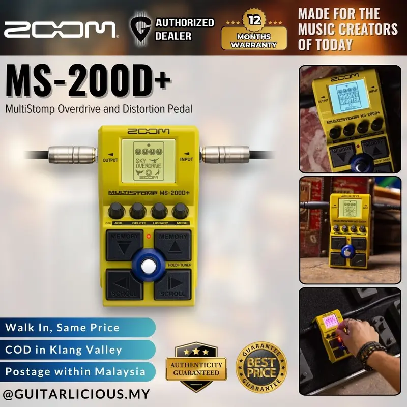 Zoom MS-200D+ MultiStomp Overdrive and Distortion Pedal+ ( MS-200D+)