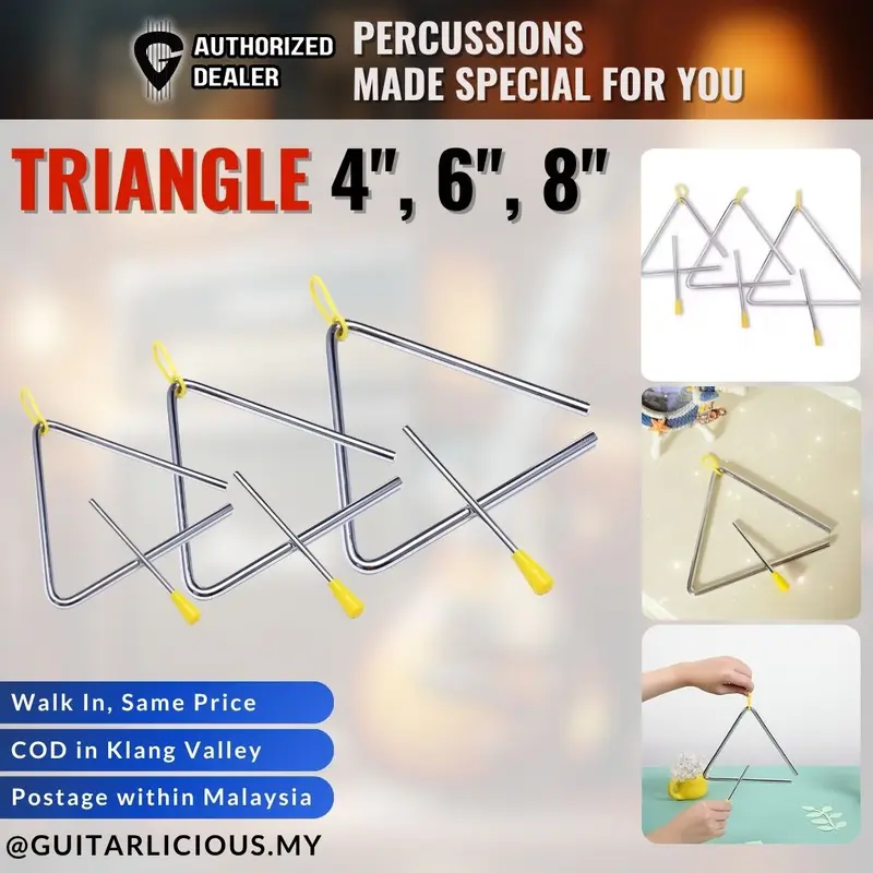Triangle Bell Percussion Triangle 4 inch / 6inch / 8inch (T4 / T6 / T8)
