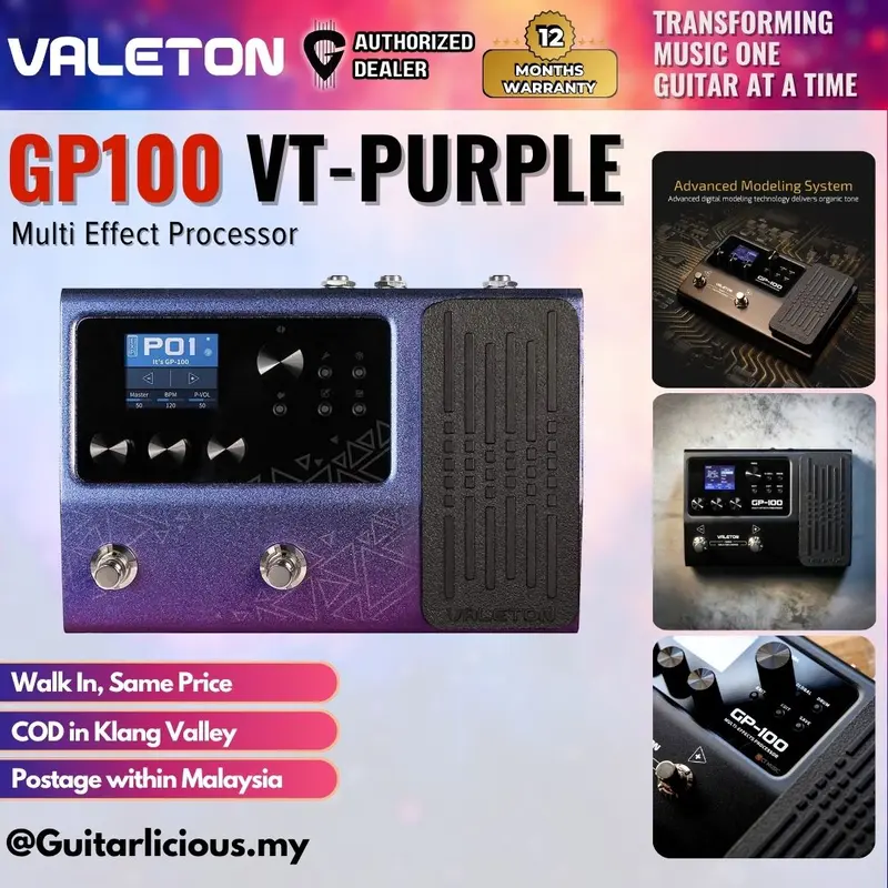 Valeton GP-100 VT Multi-Effects Processor - Purple ( GP-100/GP100 )