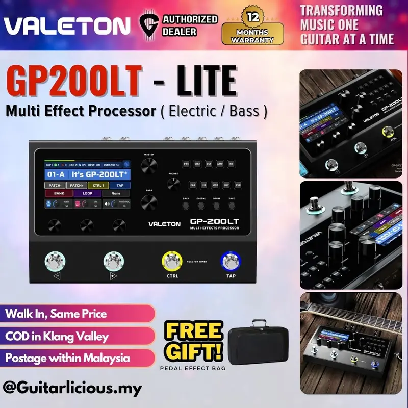 Valeton GP-200LT Multi Effects Processor For Electric Guitar and Bass Pedal - Lite ( GP200LT / GP 200LT )