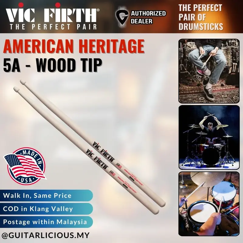 Vic Firth American Heritage Drumsticks - Wood Tip ( 5A / 7A)