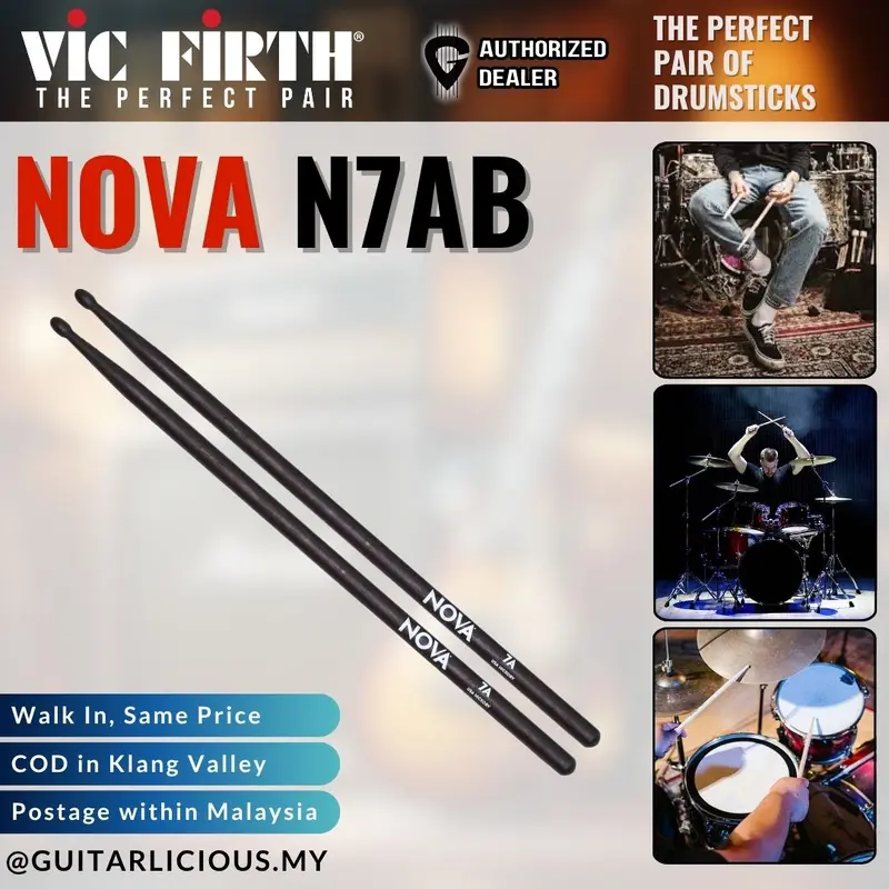 Vic Firth N7AB Nova Drumsticks 7A Black - (VICN7AB)
