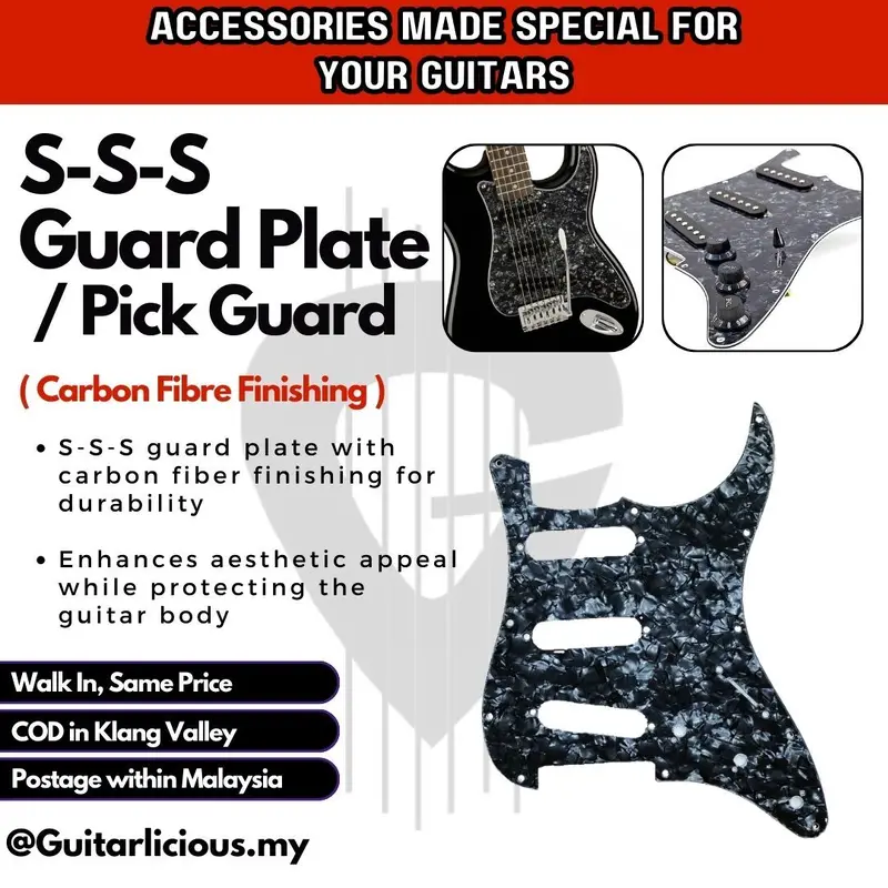 SSS Single Coil Pick Up Configuration Guard Plate for Stratocaster Electric Guitar ( HB-22 / HB22 )