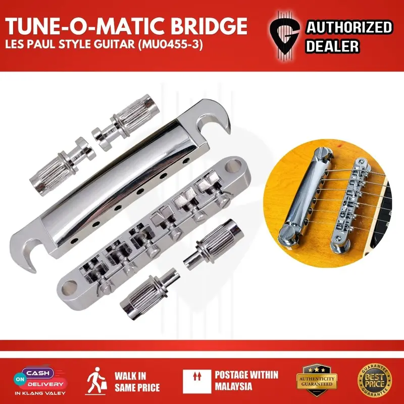 Set of Tune-O-Matic Stop / Roll Saddle Tailpiece & Bridge for Les Paul Style Guitar (MU0455-3/ MU0761-3 )