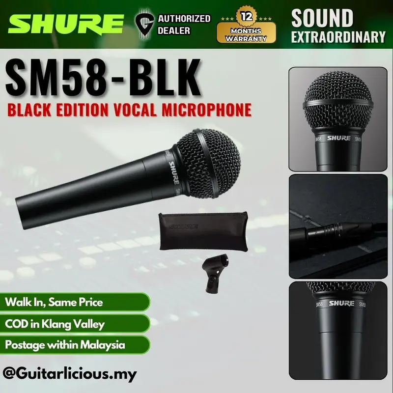 Shure SM58-BLK Special Black Edition Vocal Microphone ( SM-58 / SM58 BLK )