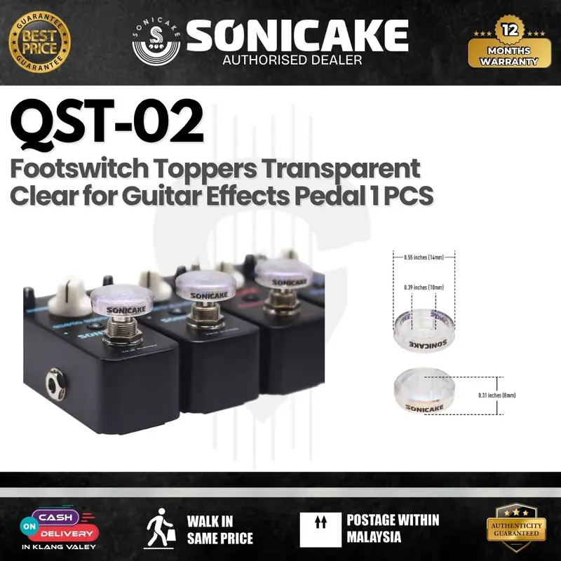 SONICAKE QST-02 Footswitch Toppers Transparent Clear for Guitar Effects Pedal 10mm ( 1PC / 20PCS)