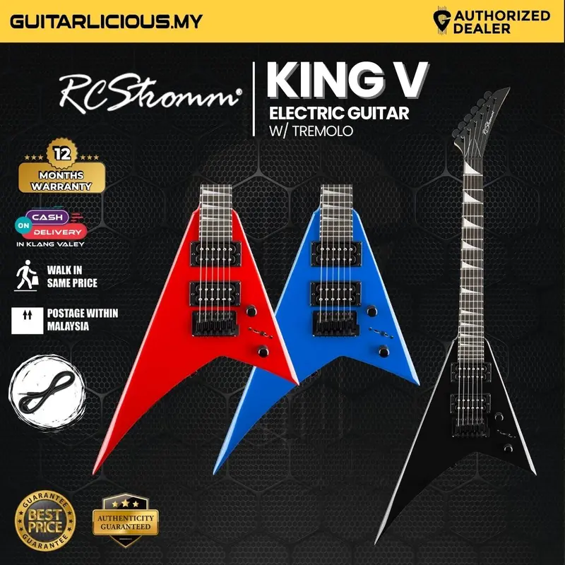 RCStromm King V V-Series V2 Electric Guitar with Tremolo (HH) (RCStromm / King VV / KIng-V2 )