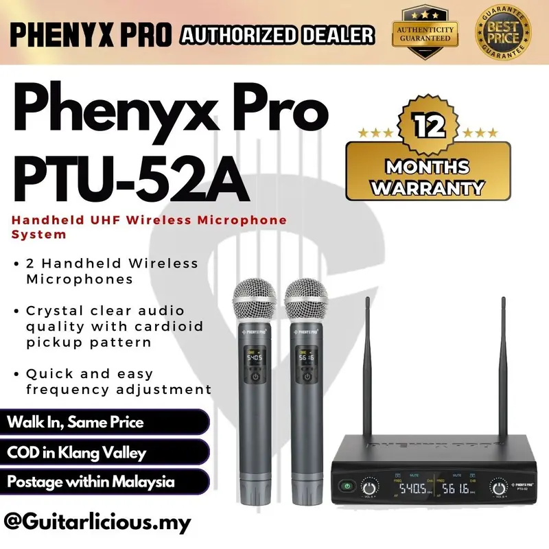 Phenyx Pro PTU-52 Wireless Microphone System - 200ft Range ( PTU-52A-2H PTU-52B-1H1B PTU-52B-2B )