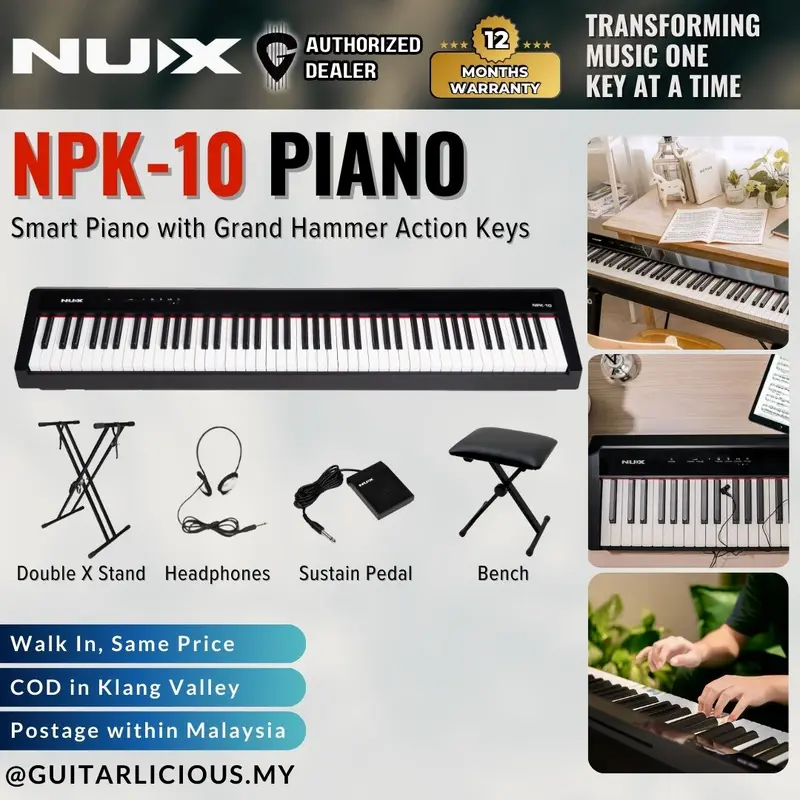 NUX NPK-10 88-Key Grand Hammer Action 3 Portable Digital Piano