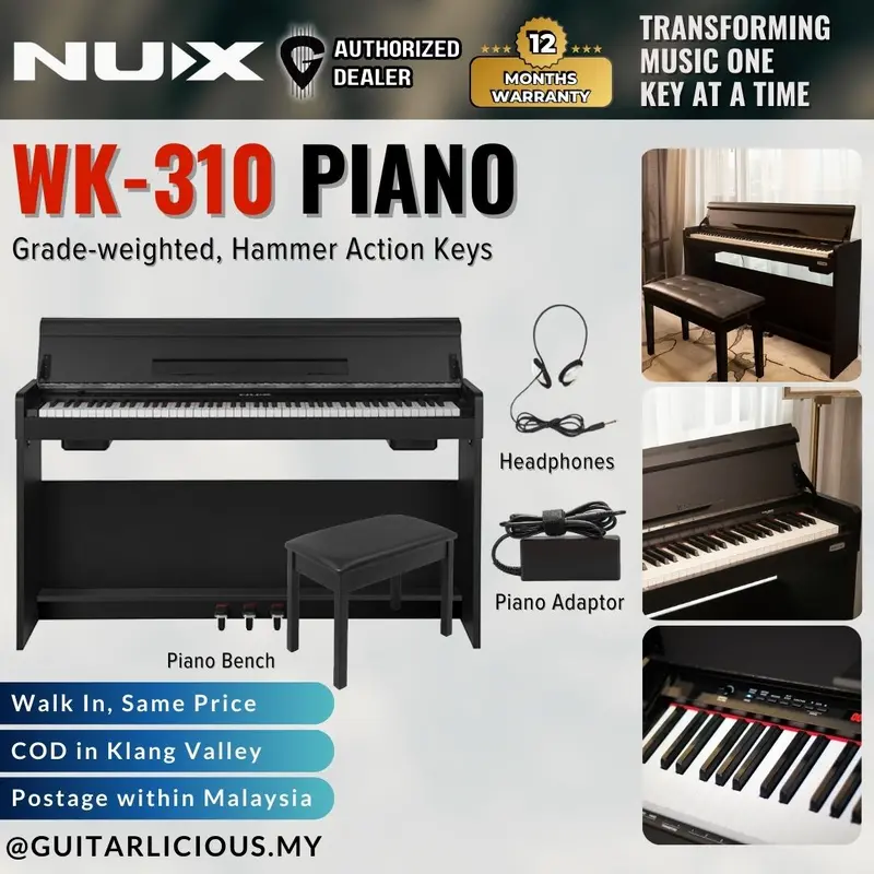 NUX WK-310 88-Key Graded Hammer Action Digital Piano with Piano Bench