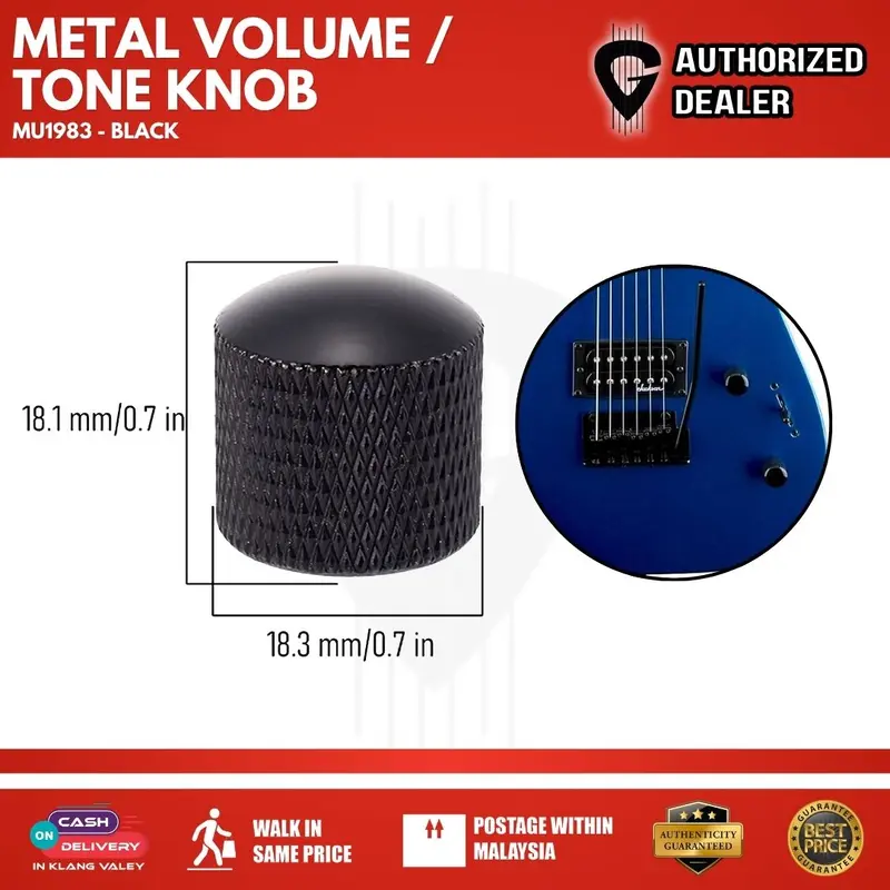 Metal Volume / Tone Knob Les Paul, Semi Hollow, Telecaster, SG Electric Guitars- MU1983