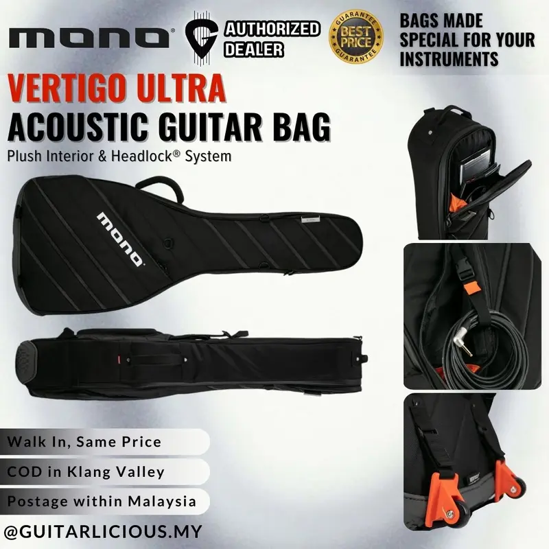Mono Vertigo Ultra Acoustic Guitar Bag / Case, Black