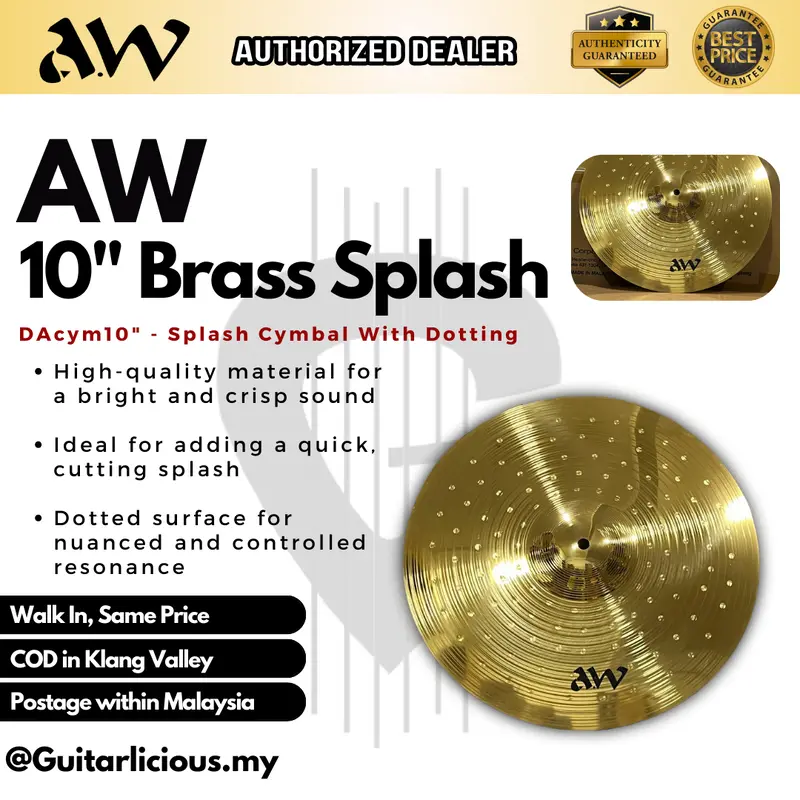AW Brass Cymbal with Dotting Hihat / Crash / Splash ( 10inch / 14 inch / 16inch / 18inch )