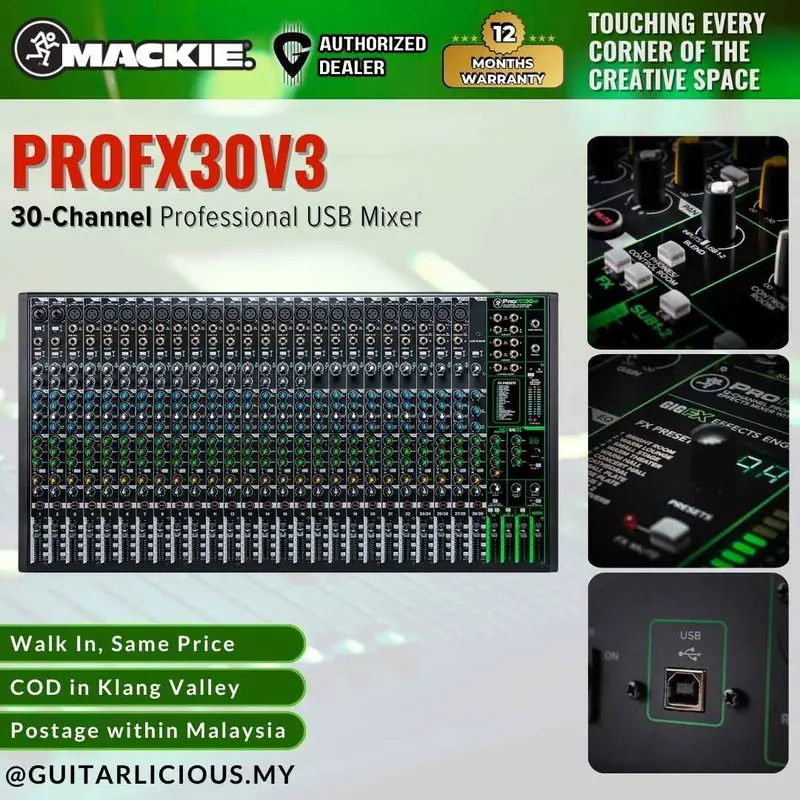 Mackie Pro FX30v3 30 Channel Mixer Compact USB Mixers With Effects -  (ProFX30v3)
