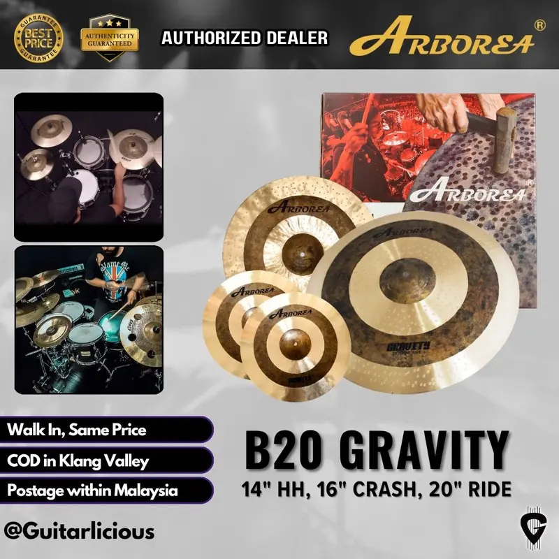Arborea Cymbals B20 Gravity  Series Cymbal Set / Hi-Hat , Splash , Crash, Ride, Stacker , China