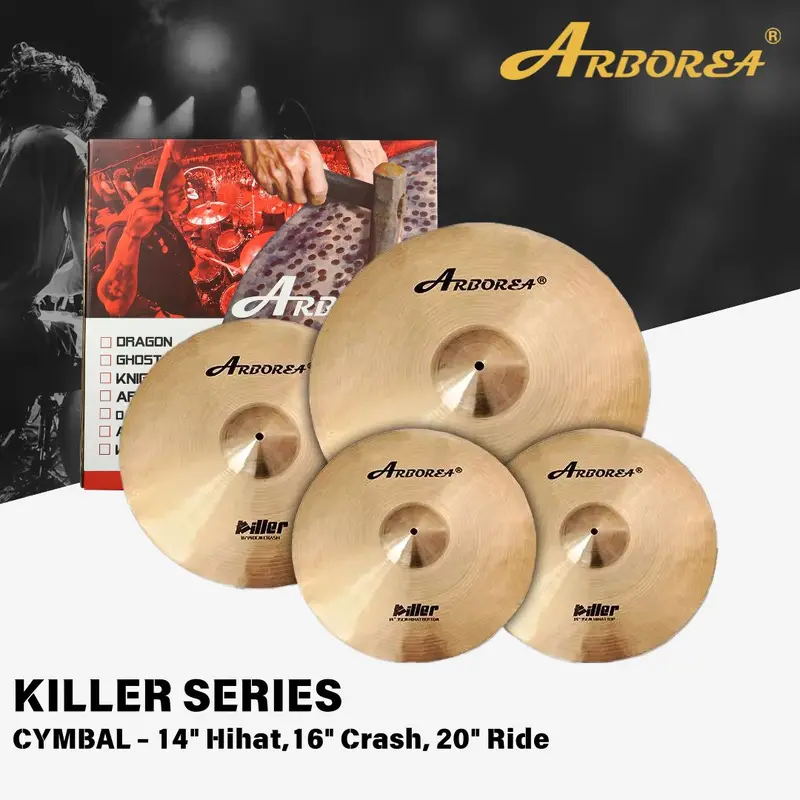Arborea Killer Series B20 Cymbal Set - 14"HH, 16"Crash, 20" Ride
