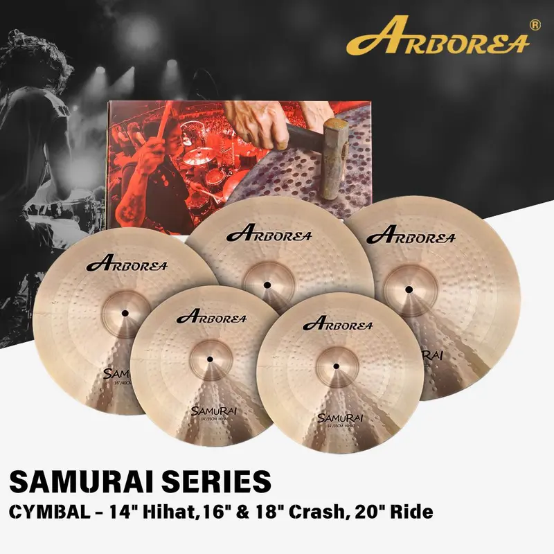 Arborea Samurai Series B8 Cymbal Set - 14"HH, 16"Crash, 18" Crash, 20" Ride