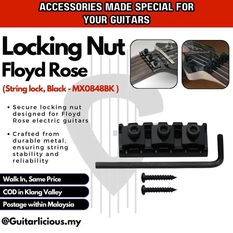 Locking Nut for Floyd Rose Electric Guitar / Metal String Lock (Black) - (MX0848BK / MU0469-1)