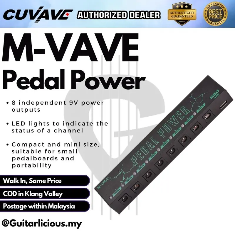 M-Vave Pedal Power, 8 Isolated Ports Guitar Pedal Effect Power Supply (Powered by USB Type C)