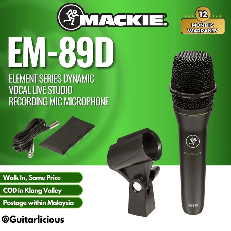 Mackie EM-89D Element Series Dynamic Vocal Live Studio Recording Mic Microphone