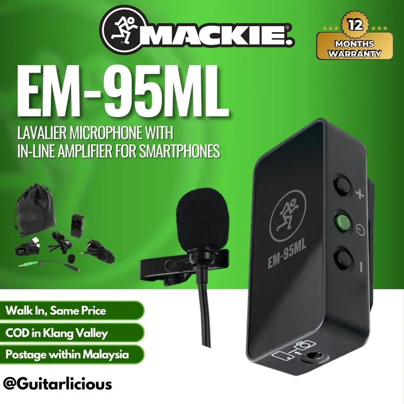 Mackie EM-95ML Lavalier Microphone with In-Line Amplifier for Smartphones