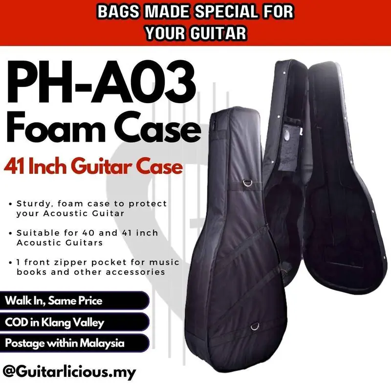 High Quality 41" Acoustic Guitar Case Polyfoam  (PH-A03)