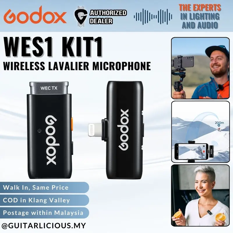 GODOX WES1 Kit1 Wireless Lavalier Microphone for iPhone/Lightning, Dual Channel 2.4G Wireless Mic, Noise Cancelling