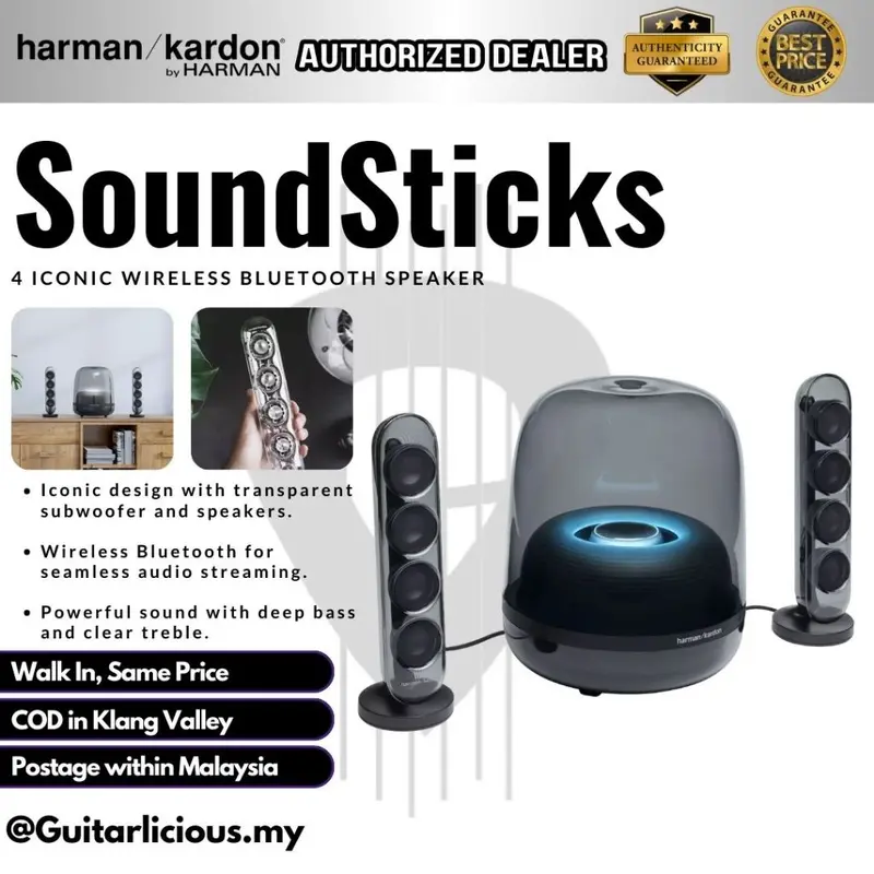 Harman Kardon SoundSticks 4 Iconic Wireless Bluetooth Speaker - Black