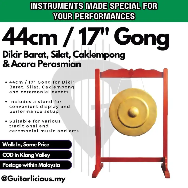 44cm / 17" Gong Dikir Barat, Silat, Caklempong & Acara Perasmian with Stand