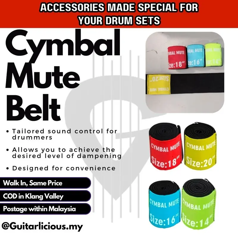 4pcs Drum Cymbal Mute Belt for 14", 16", 18" and 20" for Silent Practice