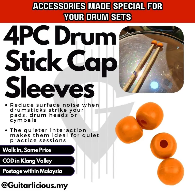 4pcs Silicone Drum Stick Head Rubber Sleeve Caps to Mute, Damper and Silent practice