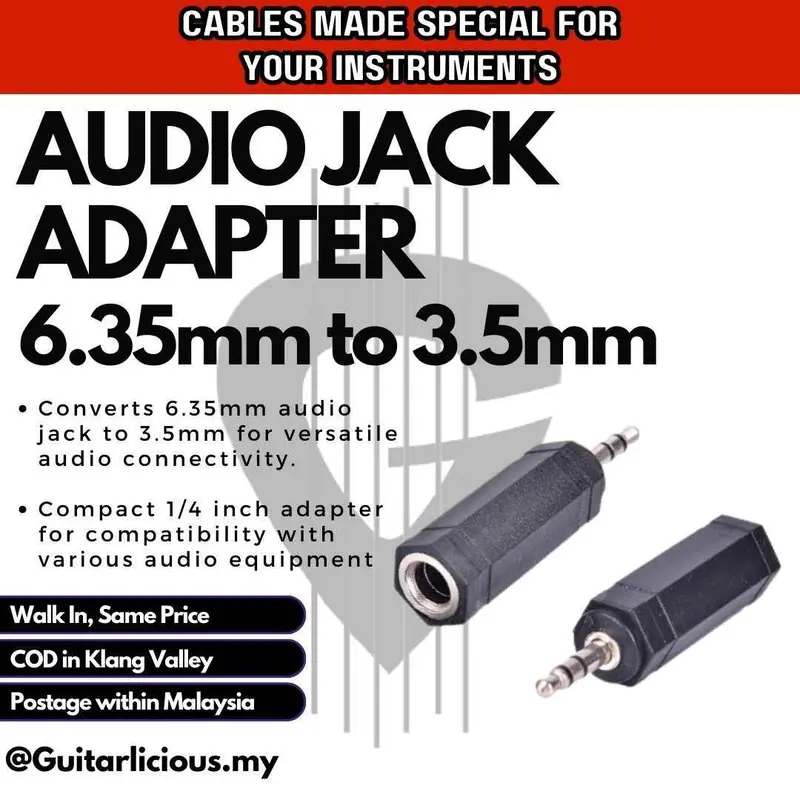 6.35mm Male to 3.5mm Female Connector Stereo Audio Adapter (1/4'' Jack to 3.5mm)