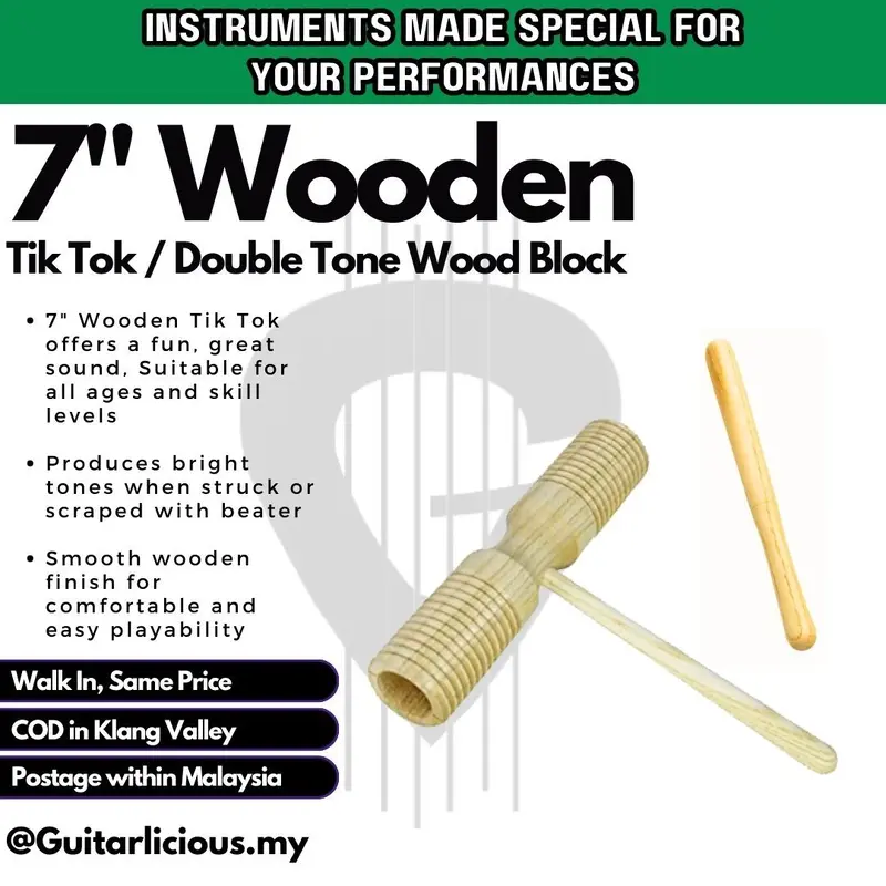 7 inch Wooden Tik Tok / Double Tone Wood Block - G4-1