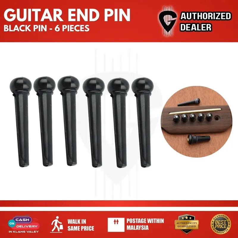 Acoustic Guitar End Pins (6 Pieces) - (Black)