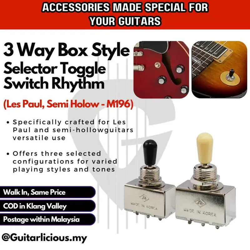 3 Way Box Style Selector Toggle Switch Rhythm for Les Paul / Semi-Hollow Guitar - M196 / MU0217-1