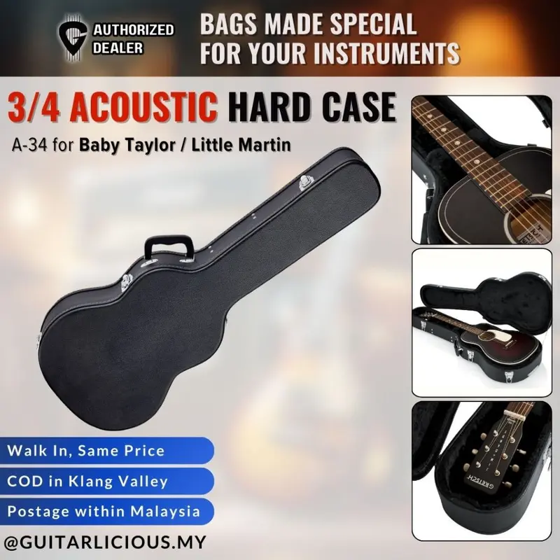 34" / 36" 3/4  Acoustic Guitar Hard Case A-34 for Baby Taylor / Little Martin