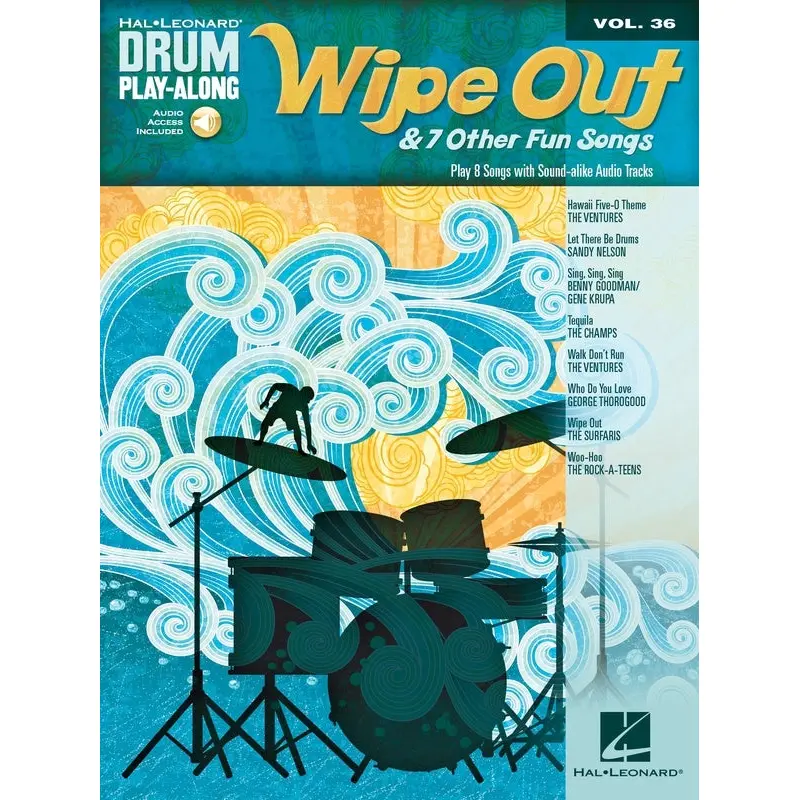 WIPE OUT & 7 OTHER FUN SONGS DRUM PLAYALONG V36 BK/CD