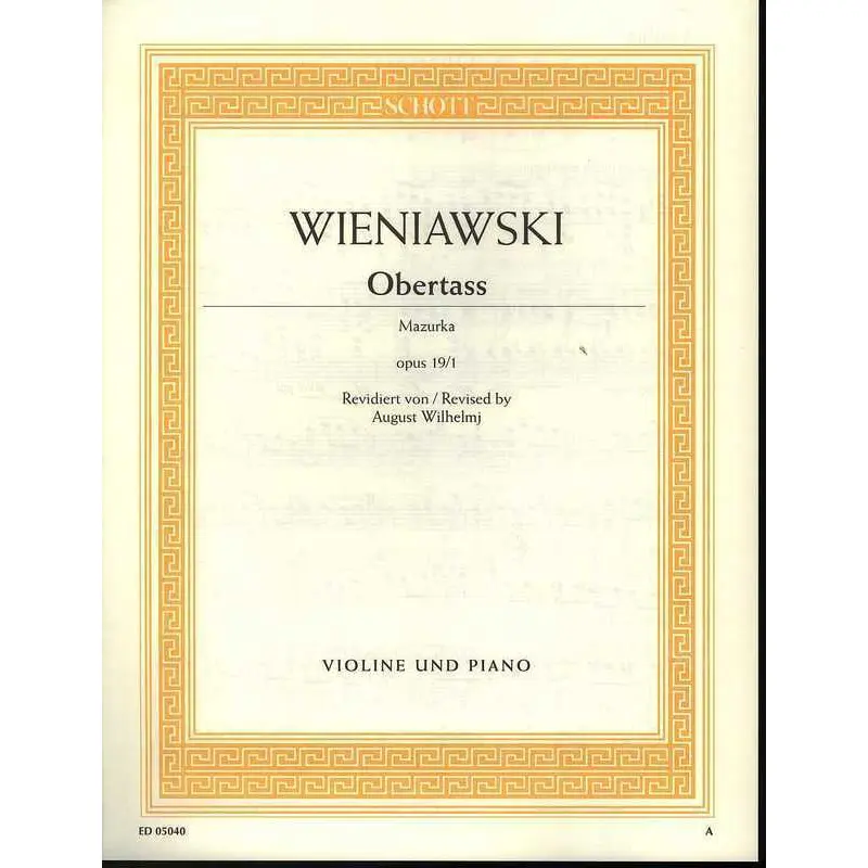 WIENIAWSKI - OBERTASS MAZURKA OP 19 NO 1 VIOLIN/PIANO