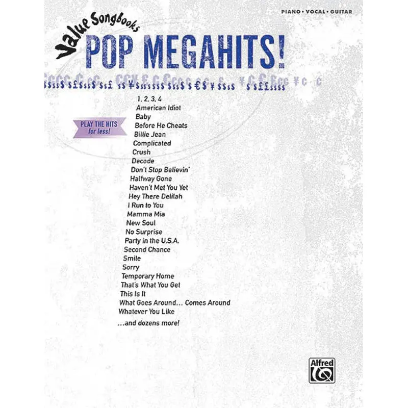 VALUE SONGBOOKS POP MEGAHITS PVG