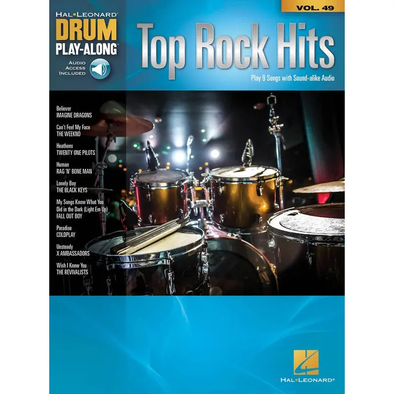 TOP ROCK HITS DRUM PLAYALONG V49 BK/OLA