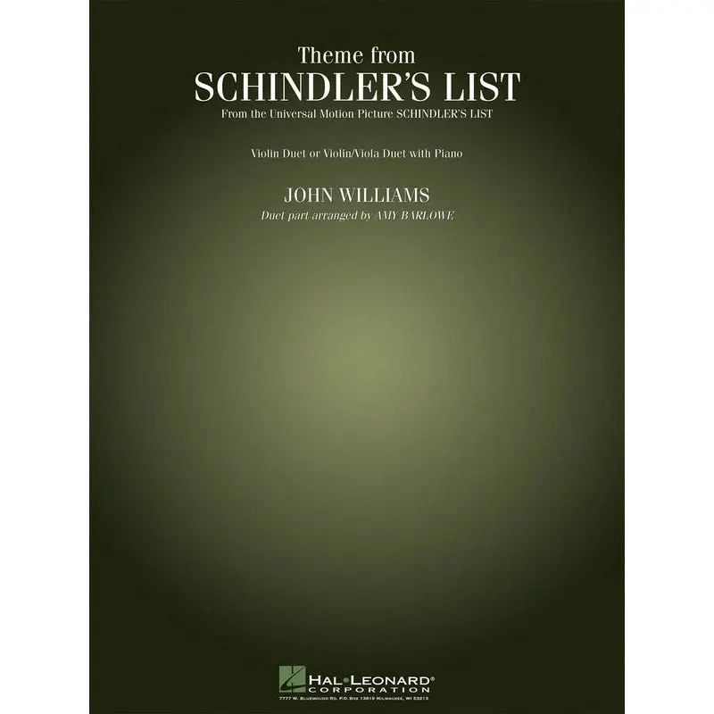 THEME FROM SCHINDLERS LIST VIOLIN DUET/PIANO