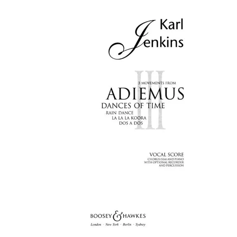 ADIEMUS III DANCES OF TIME SSA VOCAL SCORE